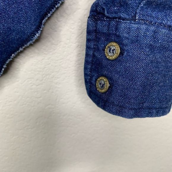 Bugle Boy Company's Women's Blue Vintage Button-Down Long-Sleeve Denim Shirt Siz - Picture 5 of 11